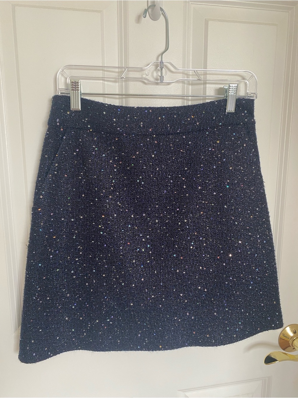 Loft Women’s Navy Tweed Sequin Skirt EUC Size 2